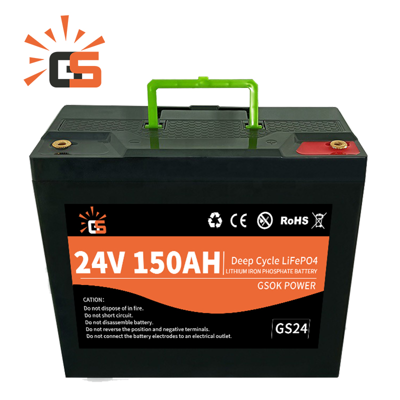 GSOK 24V 150AH Lithium battery pack LiFePO4 Lithium iron phosphate battery 5Ah 100ah 200ah 300ah 
